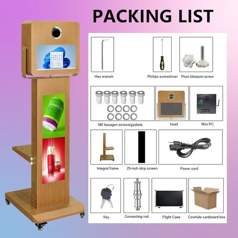 Photo Booth Machine with Mirror Touch Screen and LCD Split Screen Photo Booth Selfie Station Shell Stand Photobooth Machine for Events (Machine+Camera+Mini Printer) in Kuwait