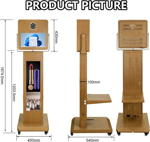 Photo Booth Machine with Mirror Touch Screen and LCD Split Screen Photo Booth Selfie Station Shell Stand Photobooth Machine for Events (Machine+Camera+Mini Printer) in Kuwait