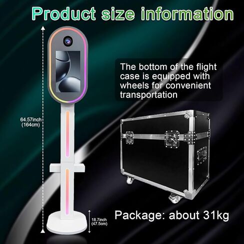 Portable Mirror Photo Booth Machine 15.6inch Touch Screen Selfie Photo Booth Machine with Flight Case for Wedding Party Event (Black, Photo Booth Machine+Camera) in Saudi Arabia