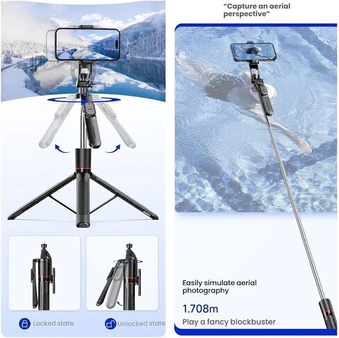 مثبت Gimbal - إتقان كل خطوة ، مثبت Gimbal للكاميرا والكاميرا الإضافية وضوء الحلقة ، متوافق مع iPhone و Android لـ VLOG (B) in Saudi Arabia