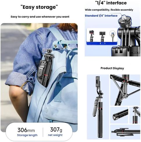 مثبت Gimbal - إتقان كل خطوة ، مثبت Gimbal للكاميرا والكاميرا الإضافية وضوء الحلقة ، متوافق مع iPhone و Android لـ VLOG (B) in Saudi Arabia