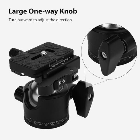 VBESTLIFE LOW PLEFT TRUPOD BALL HEAD ، 35 مم رأسًا ثنائيًا برأسًا ترايبودًا 360 Ballhead المعدني الدوار مع لوحة QR 1/4 بوصة لكاميرات DSLR Monopods in Saudi Arabia