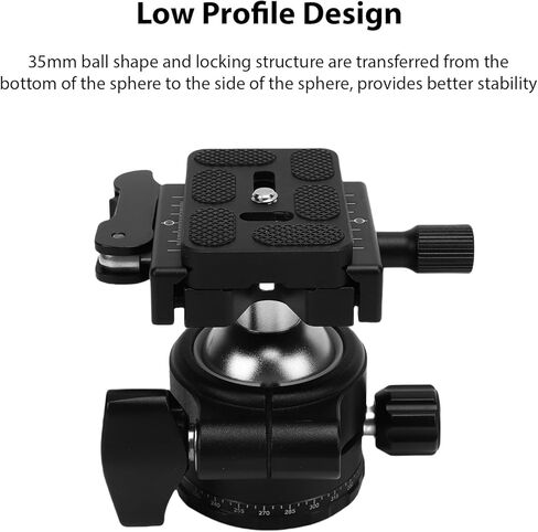 VBESTLIFE LOW PLEFT TRUPOD BALL HEAD ، 35 مم رأسًا ثنائيًا برأسًا ترايبودًا 360 Ballhead المعدني الدوار مع لوحة QR 1/4 بوصة لكاميرات DSLR Monopods in Saudi Arabia