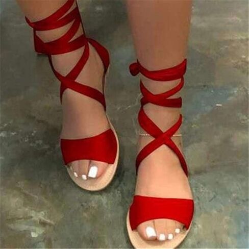 Womens Sandals, Women's Rhinestone Strappy Sandals Fashion Flat Sandals Summer Dressy Peep Toe Sandals Cute Comfortable Dress Sandals in Kuwait