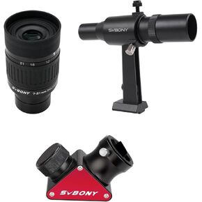 Svbony SV135 Zoom Eyepiece مع SV188P مرآة عازلة النجمة قطري ، 1.25 بوصة ، بنية العدسة من 7 إلى 21 مم مع SV182 6x30 SCOPES ، in Saudi Arabia