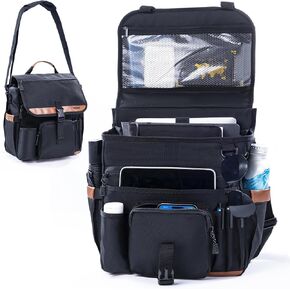 Car Seat Organizer with Laptop Compartment (Fits 15.6"), Front & Backseat Passenger Organizer with Adjustable Strap, Multiple Pockets, Portable Office Bag, Water-Resistant 1200D Polyester in Saudi Arabia