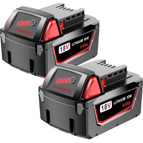 2 حزمة 18V 8.0 AH M18 استبدال بطاريات MILWAUKEE 48-11-1880 18 فولت كحد أقصى الأداة اللاسلكية 2646-22CT ، 2643-21CT ، 2641-21CT ، 2646-21CT ، 2646-20 ليثيوم أيون حزمة البطارية in Kuwait