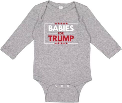 TeesAndTankYou Babies for Trump 2024 Republican Rally Long Sleeve Baby Infant Bodysuit in Kuwait