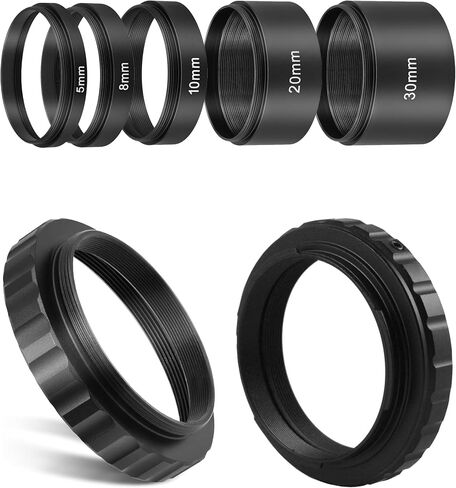 Astromania Astronomical 2"/M48-extension Tube Kit for Cameras and eyepieces - Length 5mm 8mm 10mm 20mm 30mm - Bundle with - M48-T2 Adapter&T-Ring Adapter for Nikon in Saudi Arabia