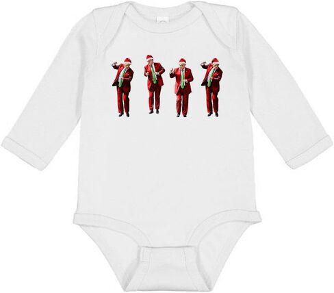 Taty Kids Santa Dancing Trump Christmas Long Sleeve Baby Bodysant in Saudi Arabia