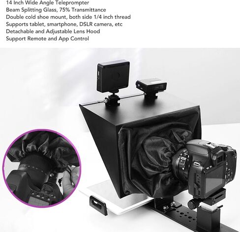 Teleprompter for Camera, Portable 14 Inch Ultra HD Wide Angle Teleprompter Kit With App Remote Control Foldable Aluminum Solid Live Streaming Teleprompter for Smartphone in Kuwait