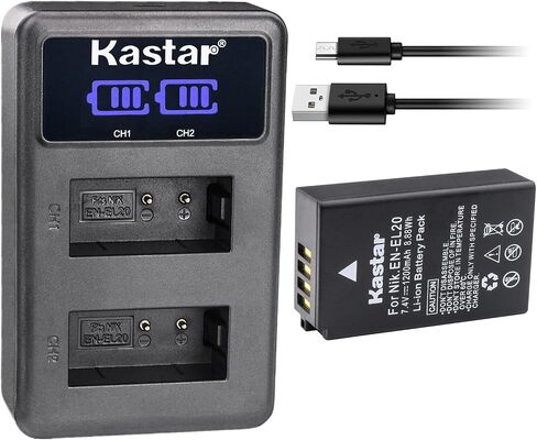 KASTAR EN-EL20 LED2 شاحن بطارية USB متوافق مع Nikon Coolpix P950 ، Nikon Coolpix P1000 ، Nikon Coolpix A ، Nikon 1 AW1 DSLR Camera ، Blackmagic Cinema Camera in Saudi Arabia