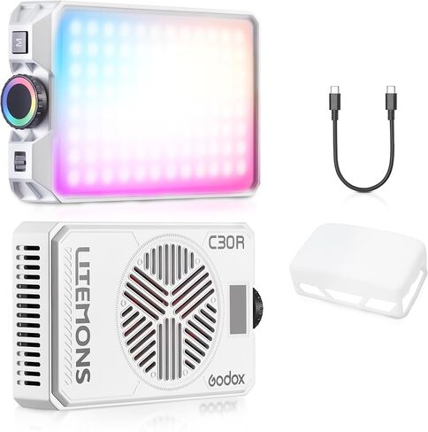 GODOX Litemons C30R RGB Led Video Panel Light,30W On Camera Pocket Lights CCT 1,800K-10,000K,3350mAh Rechargeable for Photography,Videographer and Vlogging in Saudi Arabia