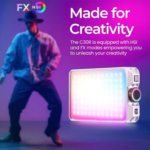 GODOX Litemons C30R RGB Led Video Panel Light,30W On Camera Pocket Lights CCT 1,800K-10,000K,3350mAh Rechargeable for Photography,Videographer and Vlogging in Saudi Arabia