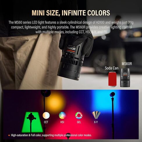 Godox على دراية MS60BI BI-COLOR LED KIT مع البطارية ، عاكس العدسات ، سلك شحن USB-C ، حقيبة تخزين للفيلم ، البث ، إنتاج الفيديو (BI-COLOR ، طقم 2-LIGHT) in Saudi Arabia