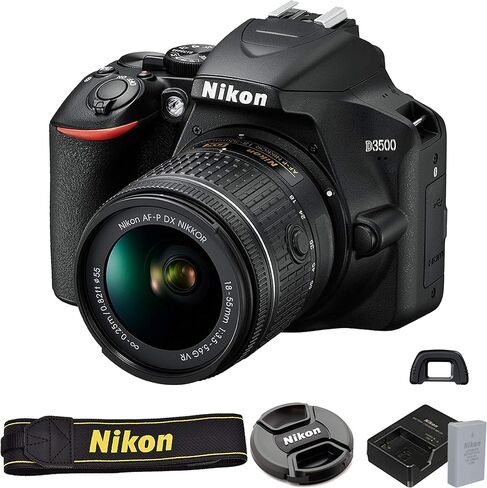 Nikon D3500 DSLR Camera with 18-55mm VR and 70-300mm Lens Bundle with 420-800mm Preset f/8 Telephoto Lens + 128GB Card, Tripod, Flash, and More (23pc Bundle) (Renewed) in Saudi Arabia
