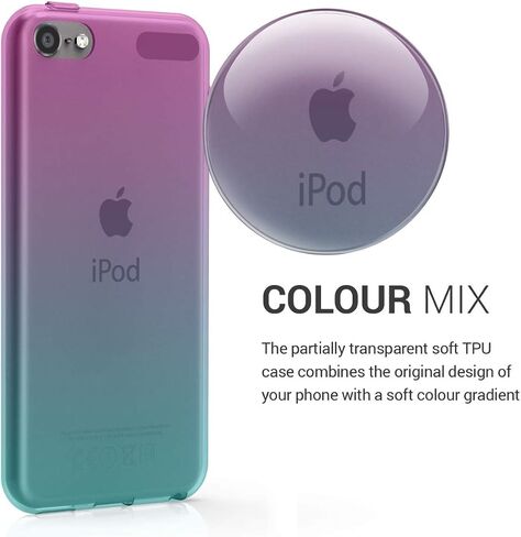 حافظة kwmobile الشفافة متوافقة مع Apple iPod Touch 6G / 7G (الجيل السادس والسابع) - غطاء خلفي من مادة TPU - أوراق النخيل ذهبي/رمادي/شفاف in Saudi Arabia