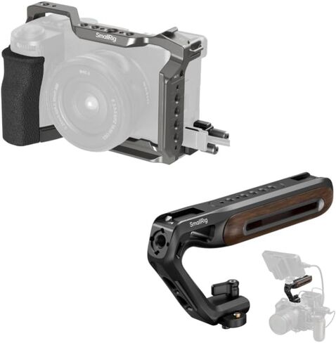 Bundle: SmallRig Hawklock Quick Release Cage Kit for Sony Alpha 6700 5060+SmallRig Wooden Top Handle with NATO Clamp & NATO Rail 5251 in Saudi Arabia