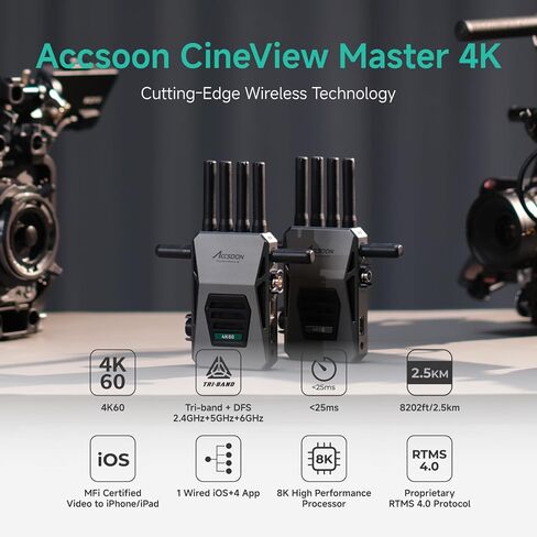 Accsoon Powercage Pro II Video Stabilizer for iPad Pro Gen 3،4،5،6 ، 13''air 6/7 Cineview Master 4K Wireless Video System ، 4K60/1080P60 2.4+5+6GHz Tri-Band 8202 FT Range 25m in Saudi Arabia
