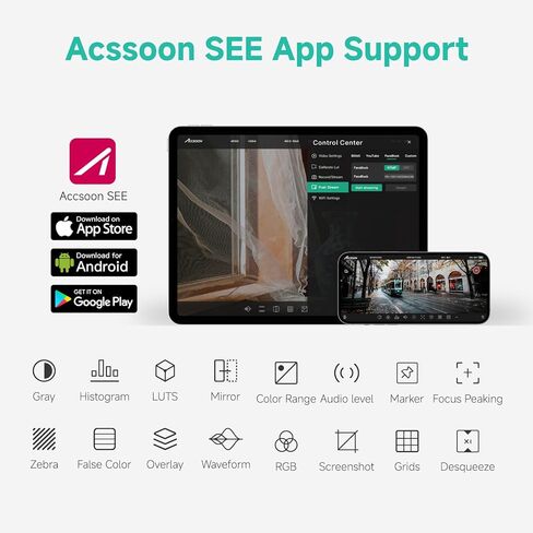 Accsoon Powercage Pro II Video Stabilizer for iPad Pro Gen 3،4،5،6 ، 13''air 6/7 Cineview Master 4K Wireless Video System ، 4K60/1080P60 2.4+5+6GHz Tri-Band 8202 FT Range 25m in Saudi Arabia