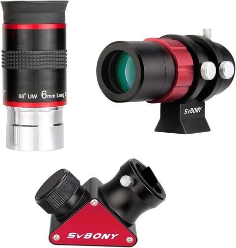 SVBONY Telescope Eyepiece 68° Wide Angle 6mm, and SV188P 90 Degree Dielectric Mirror Star Diagonal Bundle with SV165 Mini Guide Scope 30mm F4 Finder Telescope Accessories for Astronomical Visual in Saudi Arabia