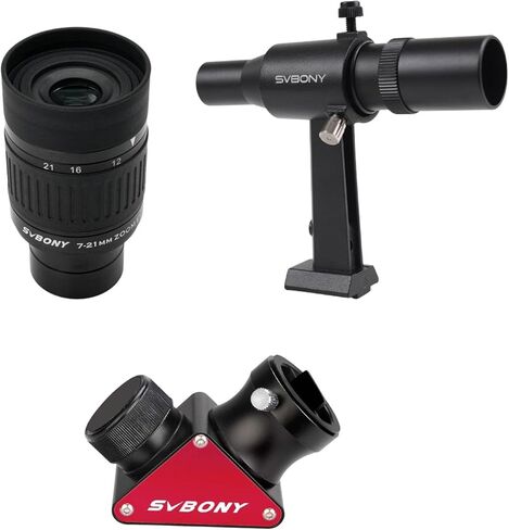 SVBONY SV135 Zoom Eyepiece with SV188P Dielectric Mirror Star Diagonal, 1.25 Inch, Zoom 7 to 21mm Telescope Eyepiece Bundle with SV182 6x30 Finder Scopes, Positive Image Optical Viewfinder in Saudi Arabia