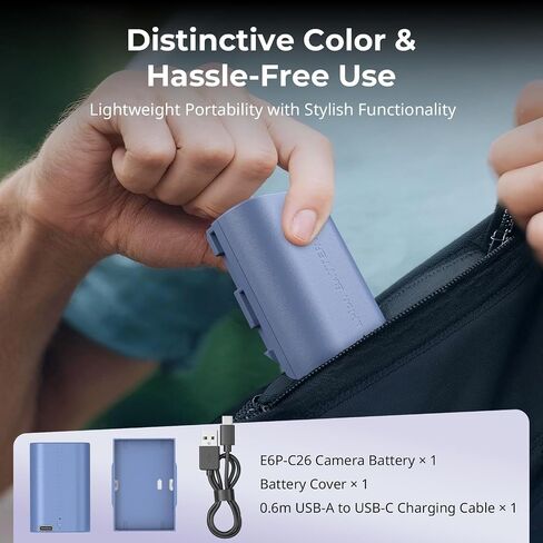 SMALLRIG LP-E6P Battery, 2520mAh Replacement USB-C Battery for Canon EOS R5 Mark II,R6 Mark II R5,R6,R7,5D Mark II,5D Mark IV,60D,70D,80D,90D, 2.5h Quick Full Charge, Fully Decoded for Canon in Saudi Arabia