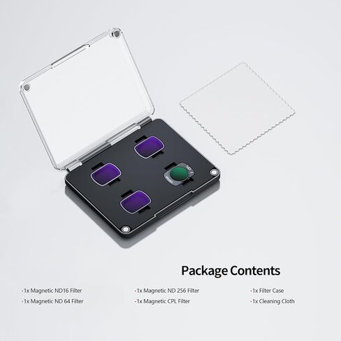 Magnetic ND16 ND64 ND256 CPL Filter Set for DJI Osmo Pocket 3 Creator Combo, 4-Pack HD Optical Glass Neutral Density & Polarizer Filters, Lightweight Aluminum Frame, Action Camera Accessories in Saudi Arabia