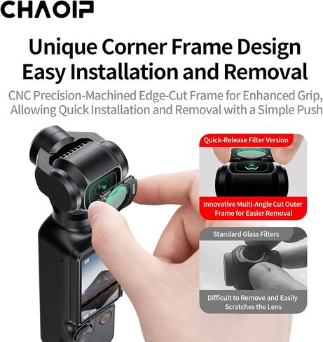 Magnetic ND16 ND64 ND256 CPL Filter Set for DJI Osmo Pocket 3 Creator Combo, 4-Pack HD Optical Glass Neutral Density & Polarizer Filters, Lightweight Aluminum Frame, Action Camera Accessories in Saudi Arabia