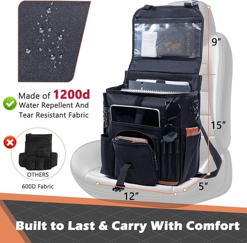 Car Seat Organizer with Laptop Compartment (Fits 15.6"), Front & Backseat Passenger Organizer with Adjustable Strap, Multiple Pockets, Portable Office Bag, Water-Resistant 1200D Polyester in Saudi Arabia