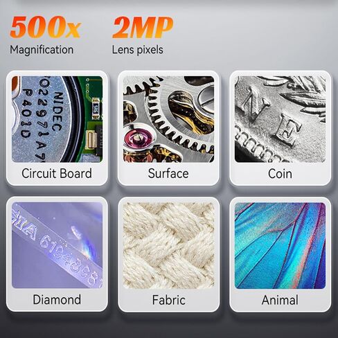 مجهر رقمي مكون من مجهر رقمي 500x مكثف المجوهرات Magnifier 8 LED LID 2MP شاشة التركيز التلقائي لنوع المجوهر in Saudi Arabia