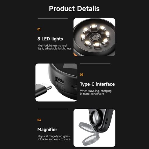 مجهر رقمي مكون من مجهر رقمي 500x مكثف المجوهرات Magnifier 8 LED LID 2MP شاشة التركيز التلقائي لنوع المجوهر in Saudi Arabia