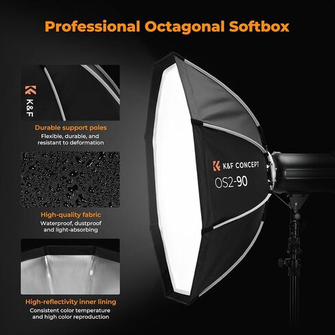 K&F Concept Octagonal Softbox ، 65 سم/25.6 بوصة ناعمة سريعة مع Mount Bowens ، حقيبة حمل ، للتصوير الفوتوغرافي ، تصوير صورة الاستوديو in Saudi Arabia
