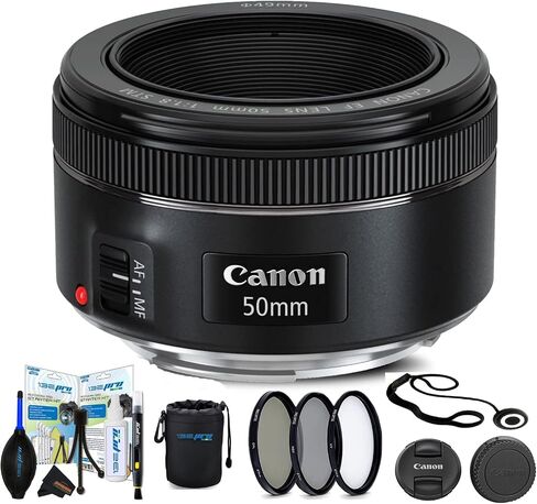 Canon EF 50mm F/1.8 STM Lens + Sunshine Photo Accessories Bundle (متجدد) in Saudi Arabia