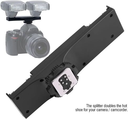 Quality Ultralight Dual Hot Shoe Splitter for SLR Camera Camcorder Professional Photography Accessory Compatible Black 11 x 3 x 2.4cm (Canon-Specific) in Saudi Arabia