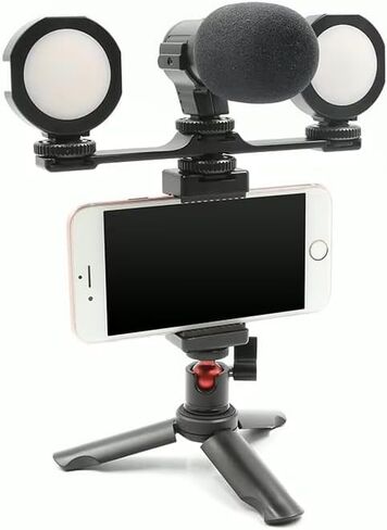 رد الفعل الكاميرا المعدنية للهاتف المحمول/DSLR قوس تمديد الأحذية الباردة مع 3 حوامل أحذية باردة مع 1/4 "-20 التثبيت المسمار ، ملحق كاميرا متينة لميكروفون ، مصباح LED ، دفق مباشر in Saudi Arabia