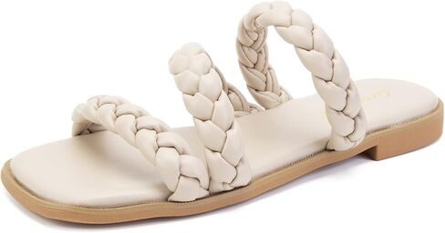 Greatonu Women's Square Square Square Fluded Sandals Awary Summer Open Slides Slides for Women 2025 Strappy Slip on Grosed Sandals in Kuwait