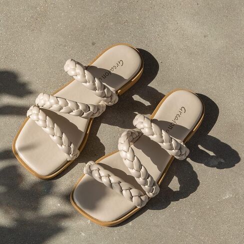 Greatonu Women's Square Square Square Fluded Sandals Awary Summer Open Slides Slides for Women 2025 Strappy Slip on Grosed Sandals in Kuwait