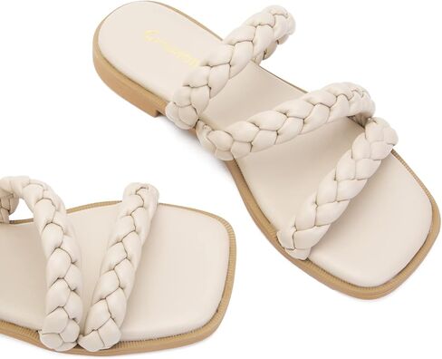 Greatonu Women's Square Square Square Fluded Sandals Awary Summer Open Slides Slides for Women 2025 Strappy Slip on Grosed Sandals in Kuwait