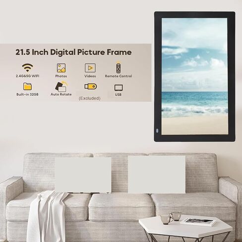Pomya 14 Inch Digital Picture Frame, 1366x768 HD Screen Photo Frame Electronic, Built in 32GB Memory, Auto Rotate Portrait and Landscape for Friends or Grandparents Gift (US Plug) in Saudi Arabia