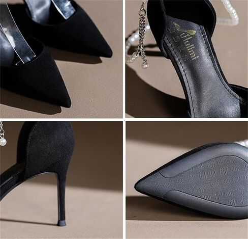 Women's Pearls Ankle Strap High Heel Pumps Shoes Sexy Pointed Toe Evening Dress Heels in Kuwait