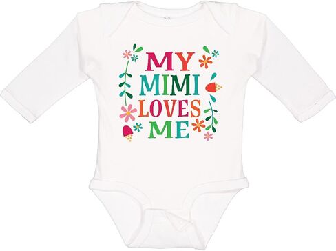 inktastic My Mimi يحبني الفتيات تجهيز زاحف طويل الأكمام in Saudi Arabia