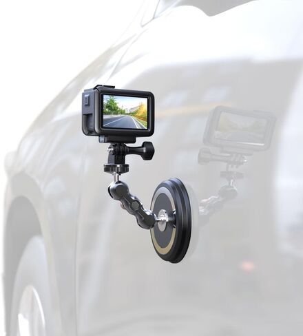 Strong Magnetic Camera Mount, Car Outside 1/4" Magnetic Camera Mount with 2 Ball Head, Attaches to All Metal Surfaces for GoPro 13/12/11/10, DJI Action 6/5 Pro/4, Nano, Insta 360 X5/X4 and More in Saudi Arabia