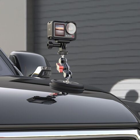 Strong Magnetic Camera Mount, Car Outside 1/4" Magnetic Camera Mount with 2 Ball Head, Attaches to All Metal Surfaces for GoPro 13/12/11/10, DJI Action 6/5 Pro/4, Nano, Insta 360 X5/X4 and More in Saudi Arabia