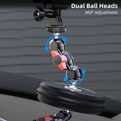 Strong Magnetic Camera Mount, Car Outside 1/4" Magnetic Camera Mount with 2 Ball Head, Attaches to All Metal Surfaces for GoPro 13/12/11/10, DJI Action 6/5 Pro/4, Nano, Insta 360 X5/X4 and More in Saudi Arabia