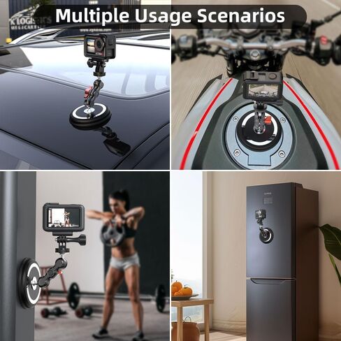 Strong Magnetic Camera Mount, Car Outside 1/4" Magnetic Camera Mount with 2 Ball Head, Attaches to All Metal Surfaces for GoPro 13/12/11/10, DJI Action 6/5 Pro/4, Nano, Insta 360 X5/X4 and More in Saudi Arabia