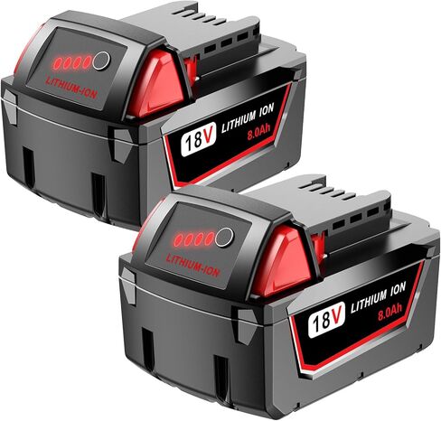 2 حزمة 18V 8.0 AH M18 استبدال بطاريات MILWAUKEE 48-11-1880 18 فولت كحد أقصى الأداة اللاسلكية 2646-22CT ، 2643-21CT ، 2641-21CT ، 2646-21CT ، 2646-20 ليثيوم أيون حزمة البطارية in Kuwait