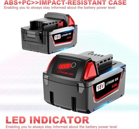 2 حزمة 18V 8.0 AH M18 استبدال بطاريات MILWAUKEE 48-11-1880 18 فولت كحد أقصى الأداة اللاسلكية 2646-22CT ، 2643-21CT ، 2641-21CT ، 2646-21CT ، 2646-20 ليثيوم أيون حزمة البطارية in Kuwait