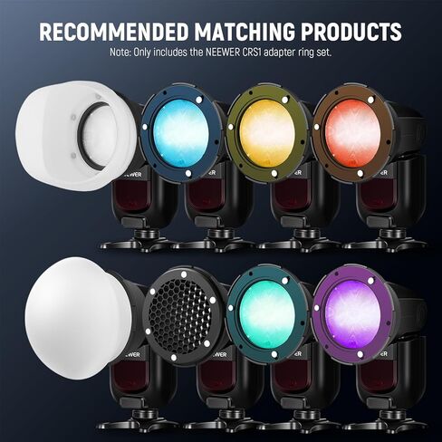 NEEWER Flash Magnetic Adapter Ring Set (2 Pack), Silicone Magnetic Mount Holder for NEEWER NW620 NW700 NW760 Z880 Z760 Square Head & Z1 Z2 Round Head Speedlite, CRS1 in Saudi Arabia