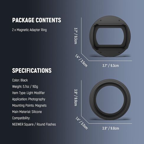 NEEWER Flash Magnetic Adapter Ring Set (2 Pack), Silicone Magnetic Mount Holder for NEEWER NW620 NW700 NW760 Z880 Z760 Square Head & Z1 Z2 Round Head Speedlite, CRS1 in Saudi Arabia